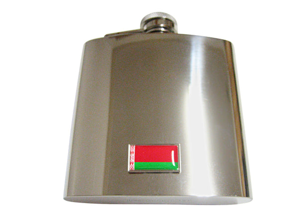Thin Bordered Belarus Flag Pendant 6 Oz. Stainless Steel Flask
