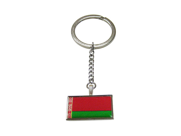 Thin Bordered Belarus Flag Pendant Keychain