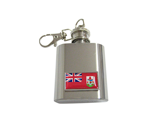Thin Bordered Bermuda Flag 1 Oz. Stainless Steel Key Chain Flask