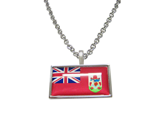 Thin Bordered Bermuda Flag Pendant Necklace