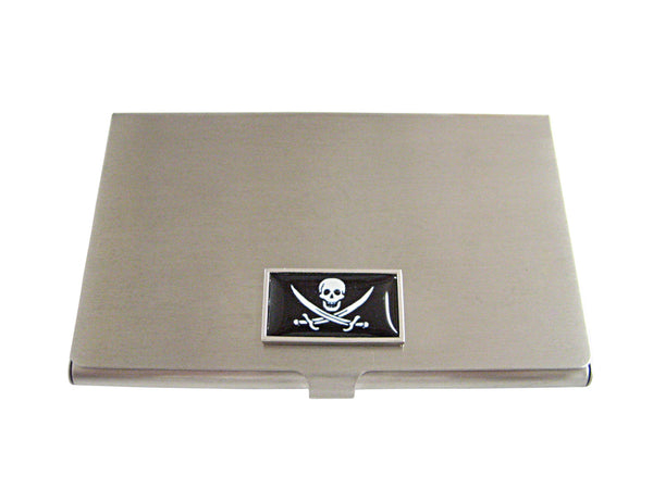 Thin Bordered Black Pirate Skull Business Card Holder