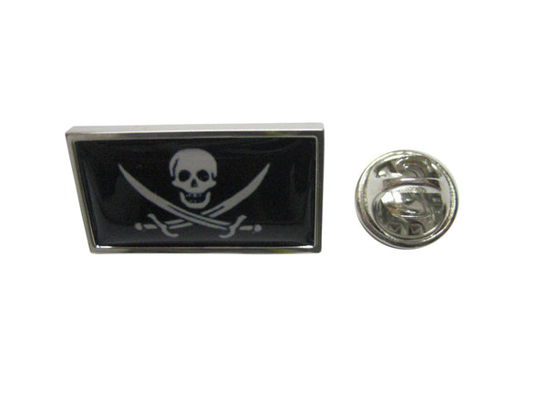 Thin Bordered Black Pirate Skull Lapel Pin