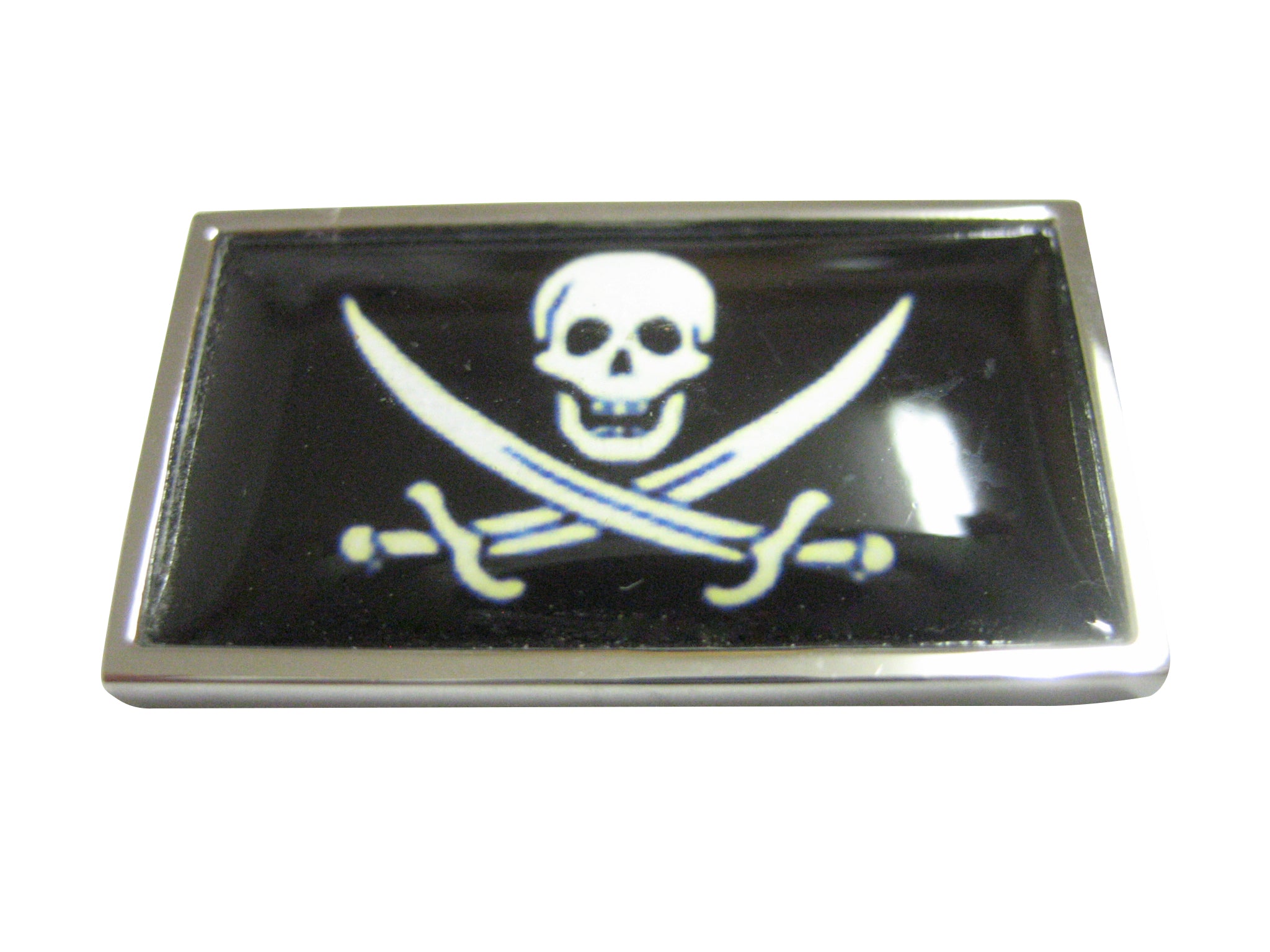 Thin Bordered Black Pirate Skull Magnet