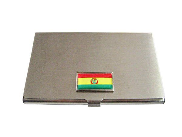 Thin Bordered Bolivia Flag Pendant Business Card Holder