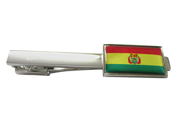 Thin Bordered Bolivia Flag Pendant Square Tie Clip