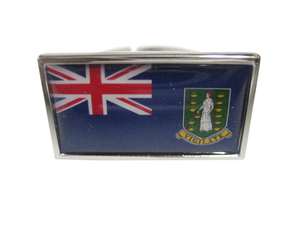 Thin Bordered British Virgin Islands Flag Adjustable Size Fashion Ring