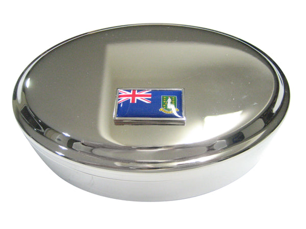 Thin Bordered British Virgin Islands Flag Oval Trinket Jewelry Box