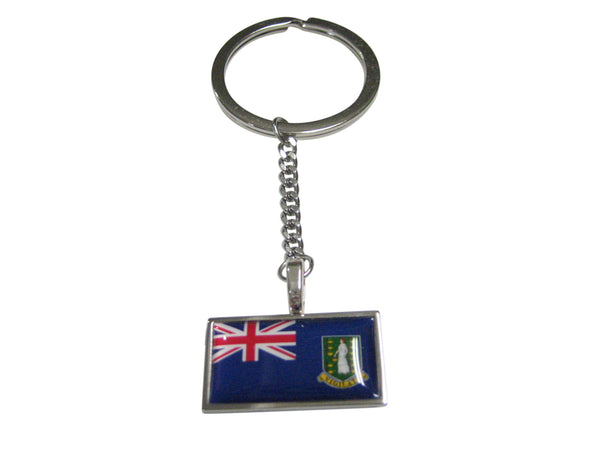 Thin Bordered British Virgin Islands Flag Pendant Keychain