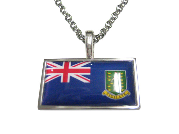 Thin Bordered British Virgin Islands Flag Pendant Necklace