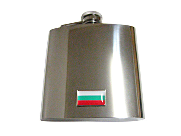 Thin Bordered Bulgaria Flag Pendant 6 Oz. Stainless Steel Flask