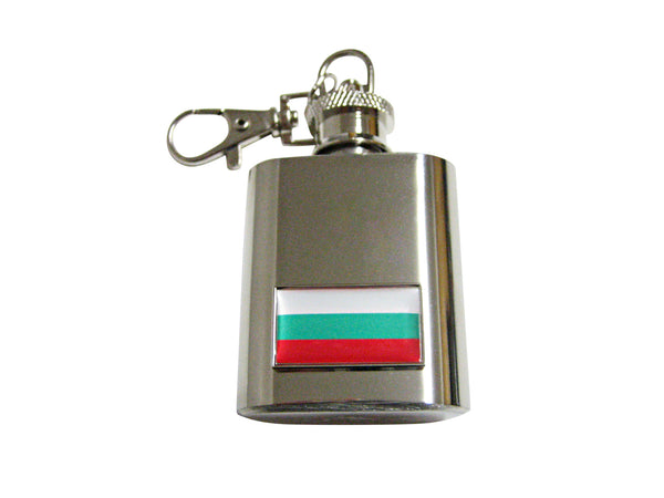 Thin Bordered Bulgaria Flag Pendant 1 Oz. Stainless Steel Key Chain Flask