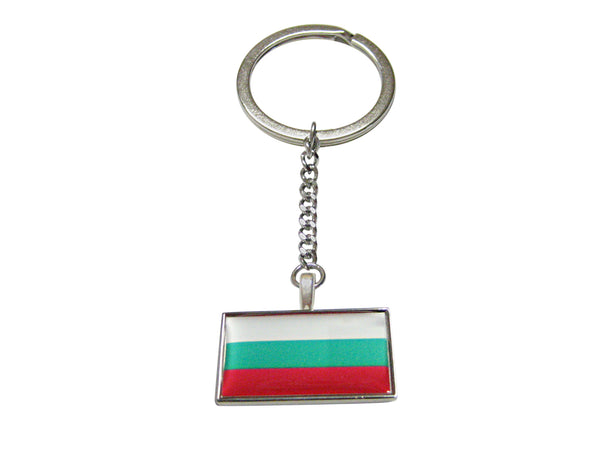 Thin Bordered Bulgaria Flag Pendant Keychain