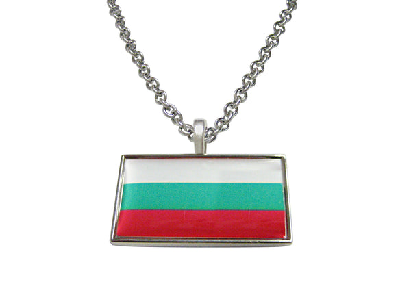 Thin Bordered Bulgaria Flag Pendant Necklace