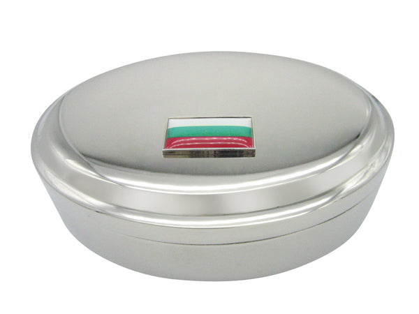 Thin Bordered Bulgaria Flag Pendant Oval Trinket Jewelry Box
