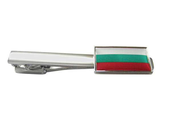 Thin Bordered Bulgaria Flag Pendant Square Tie Clip