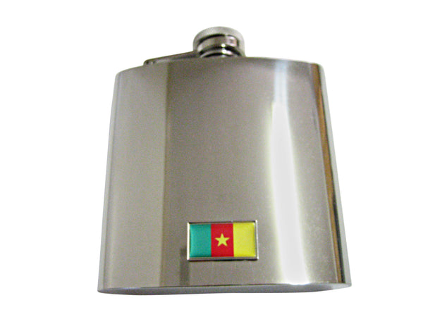 Thin Bordered Cameroon Flag Pendant 6 Oz. Stainless Steel Flask