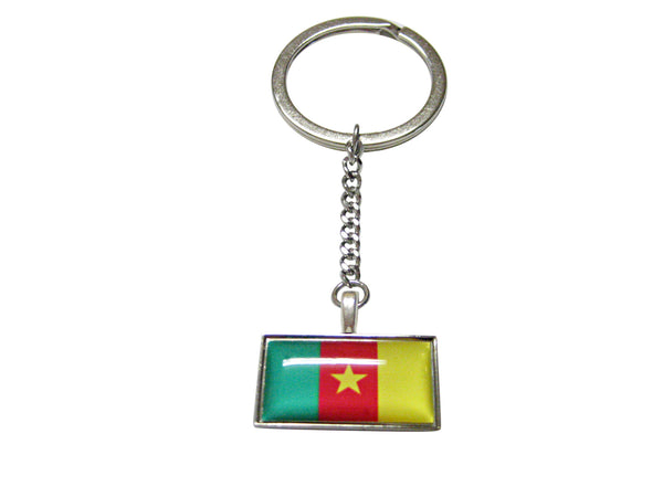 Thin Bordered Cameroon Flag Pendant Keychain
