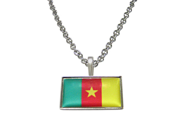 Thin Bordered Cameroon Flag Pendant Necklace