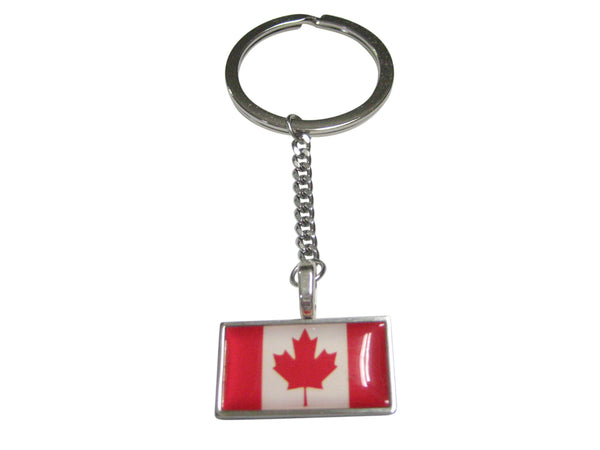Thin Bordered Canada Flag Pendant Keychain