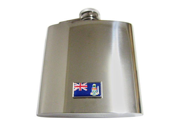 Thin Bordered Cayman Islands Flag Pendant 6 Oz. Stainless Steel Flask