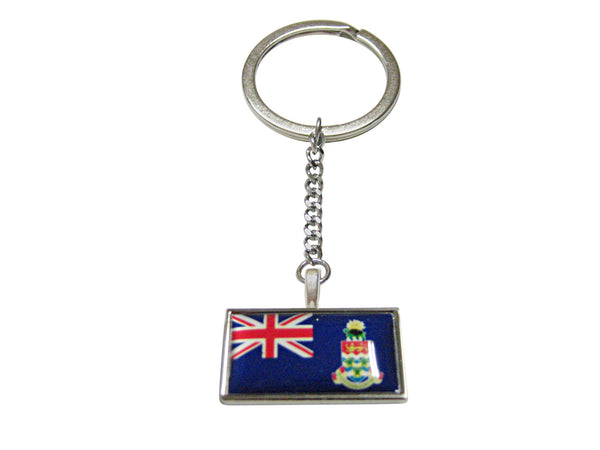 Thin Bordered Cayman Islands Flag Pendant Keychain