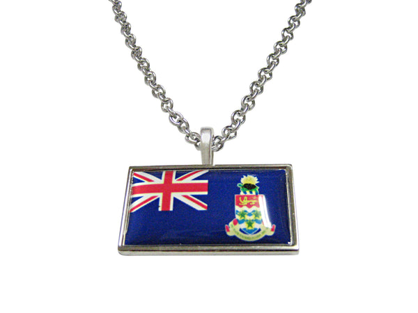 Thin Bordered Cayman Islands Flag Pendant Necklace