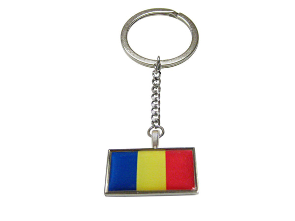 Thin Bordered Chad Flag Pendant Keychain