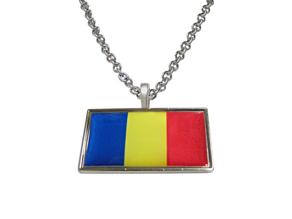 Thin Bordered Chad Flag Pendant Necklace