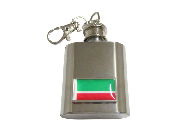 Thin Bordered Chechnya Flag 1 Oz. Stainless Steel Key Chain Flask