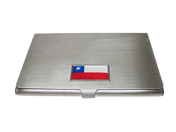 Thin Bordered Chile Flag Pendant Business Card Holder
