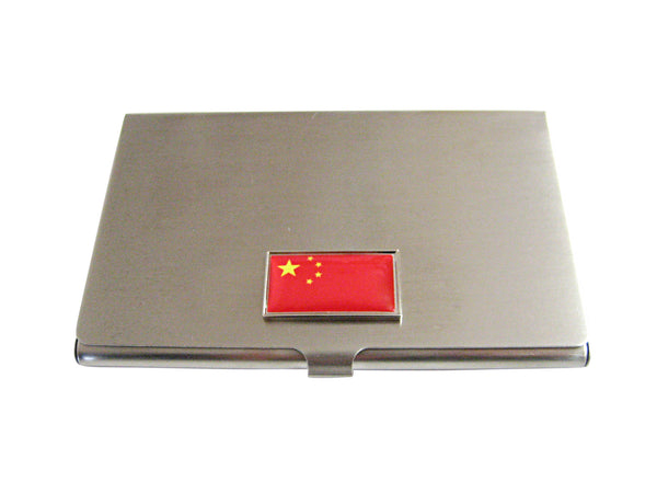 Thin Bordered China Flag Pendant Business Card Holder