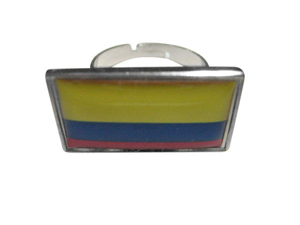 Thin Bordered Colombia Flag Adjustable Size Fashion Ring