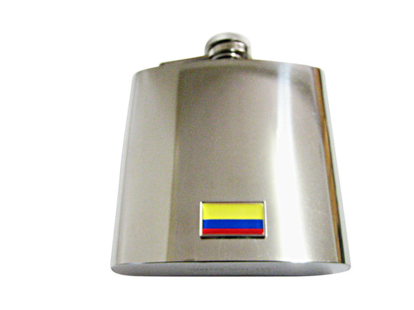 Thin Bordered Colombia Flag Pendant 6 Oz. Stainless Steel Flask