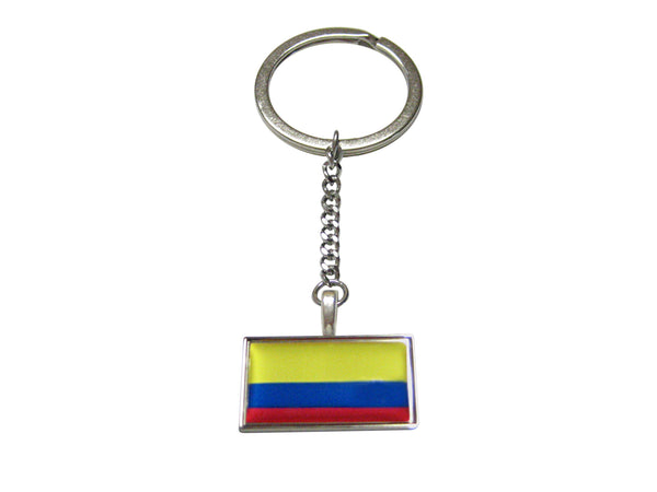 Thin Bordered Colombia Flag Pendant Keychain