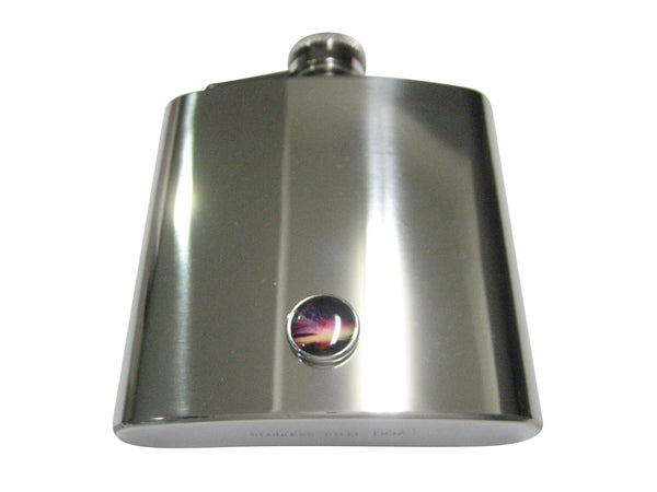 Thin Bordered Colorful Deep Space Gas Nebula 6oz Flask