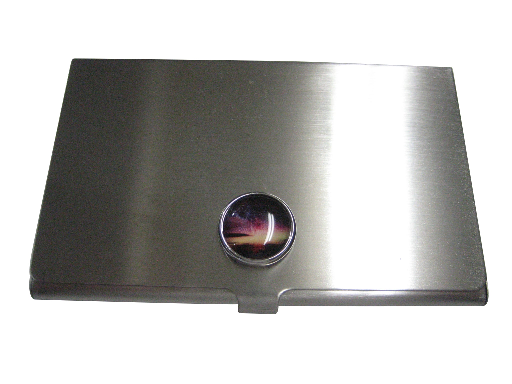 Thin Bordered Colorful Deep Space Gas Nebula Business Card Holder