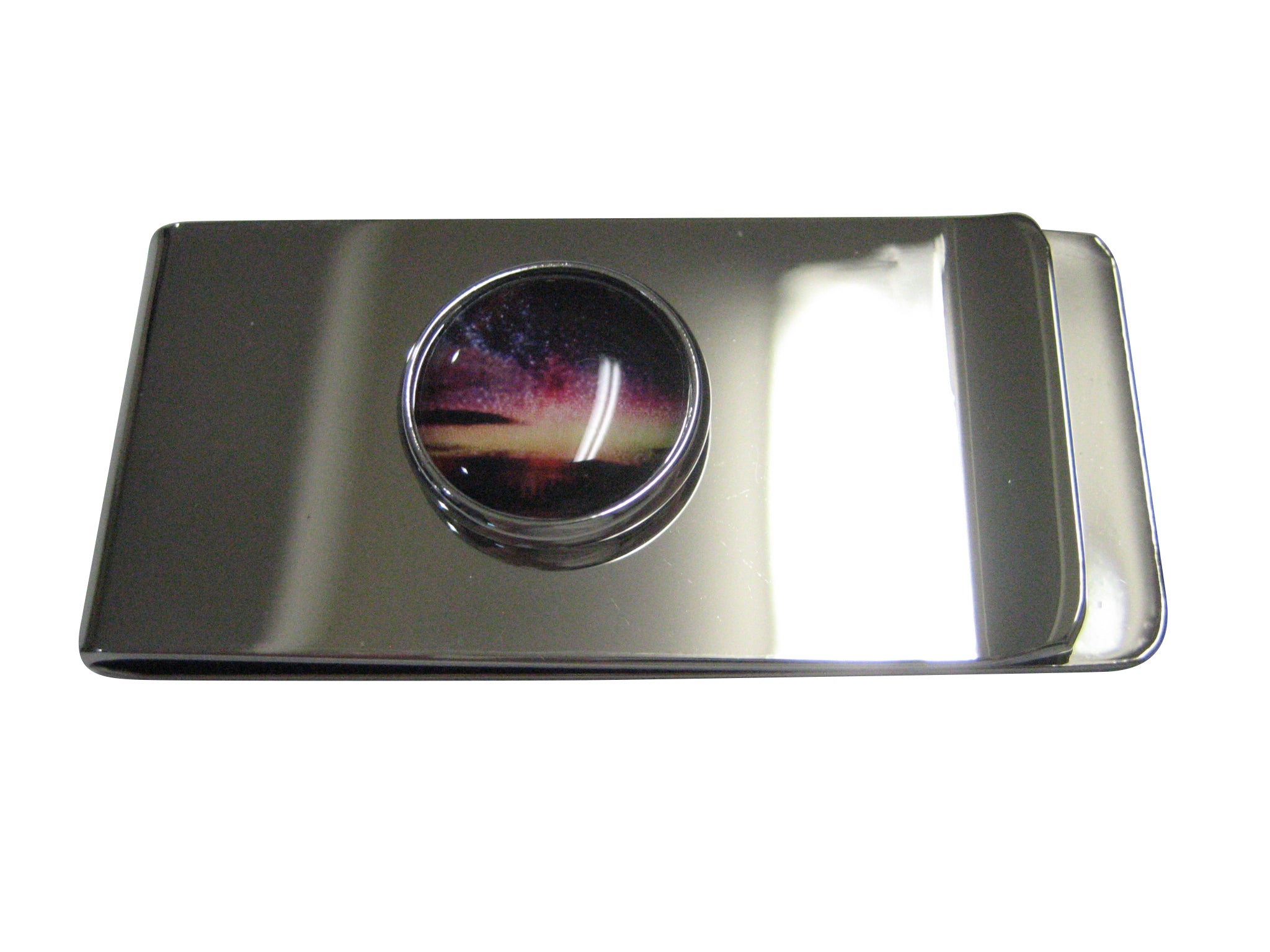 Thin Bordered Colorful Deep Space Gas Nebula Money Clip