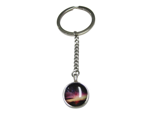 Thin Bordered Colorful Deep Space Gas Nebula Pendant Keychain