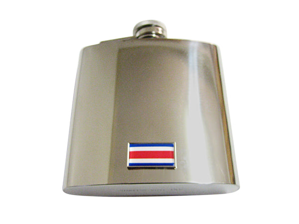 Thin Bordered Costa Rica Flag Pendant 6 Oz. Stainless Steel Flask