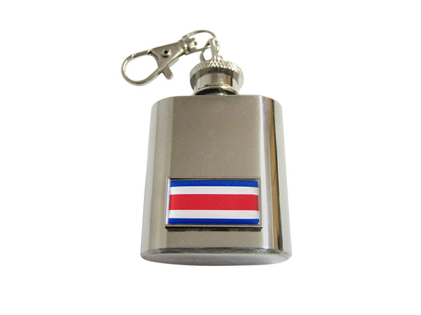 Thin Bordered Costa Rica Flag Pendant 1 Oz. Stainless Steel Key Chain Flask