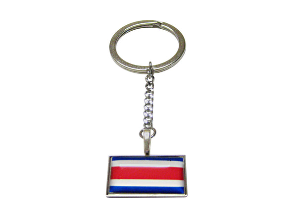 Thin Bordered Costa Rica Flag Pendant Keychain