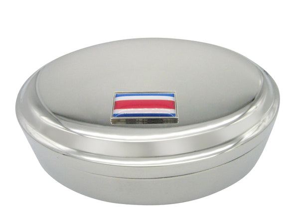 Thin Bordered Costa Rica Flag Pendant Oval Trinket Jewelry Box