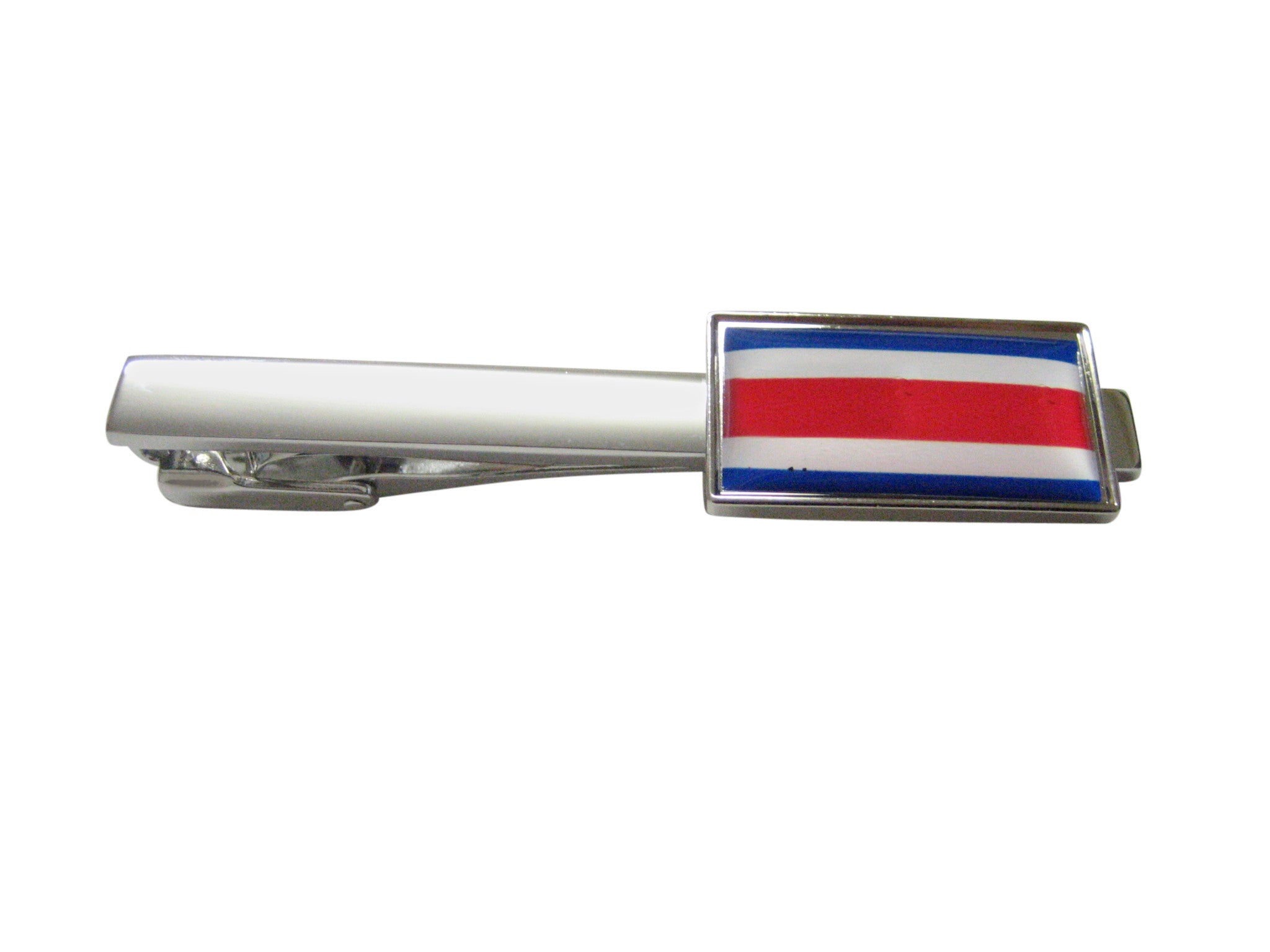 Thin Bordered Costa Rica Flag Square Tie Clip