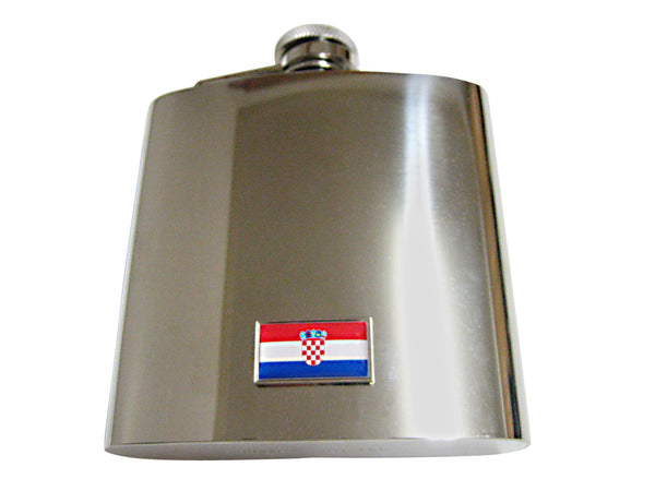 Thin Bordered Croatia Flag Pendant 6 Oz. Stainless Steel Flask