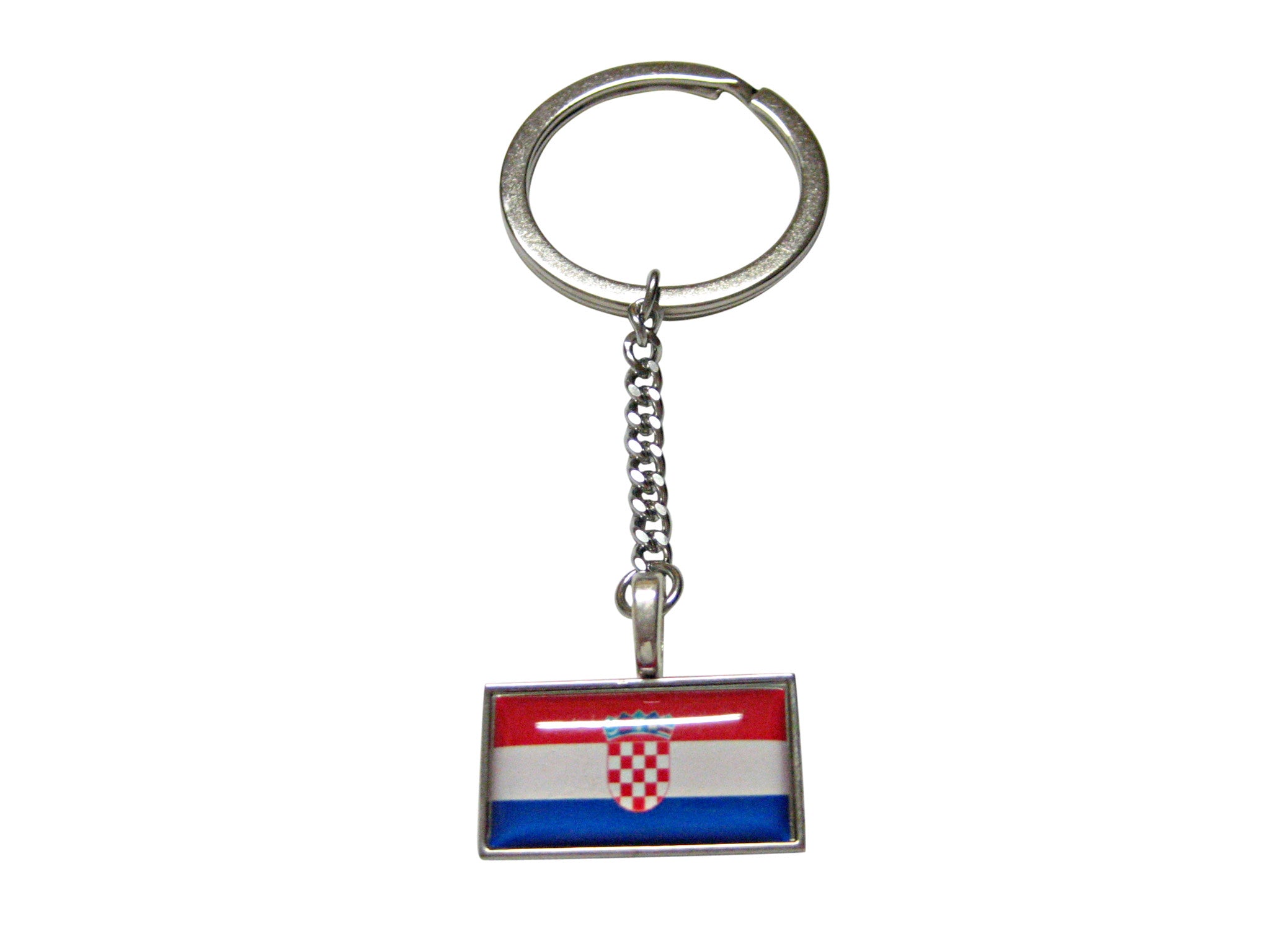 Thin Bordered Croatia Flag Pendant Keychain