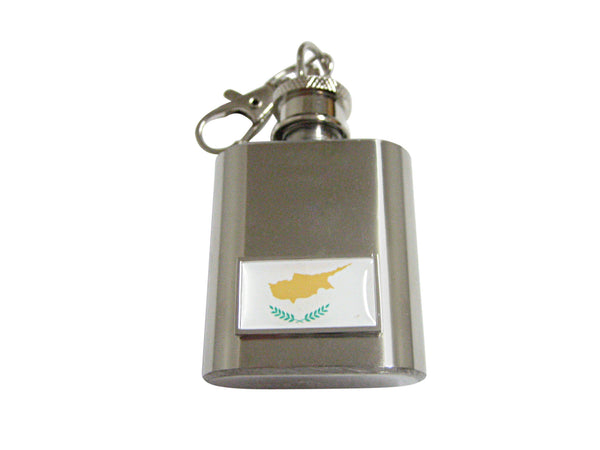 Thin Bordered Cyprus Flag 1 Oz. Stainless Steel Key Chain Flask