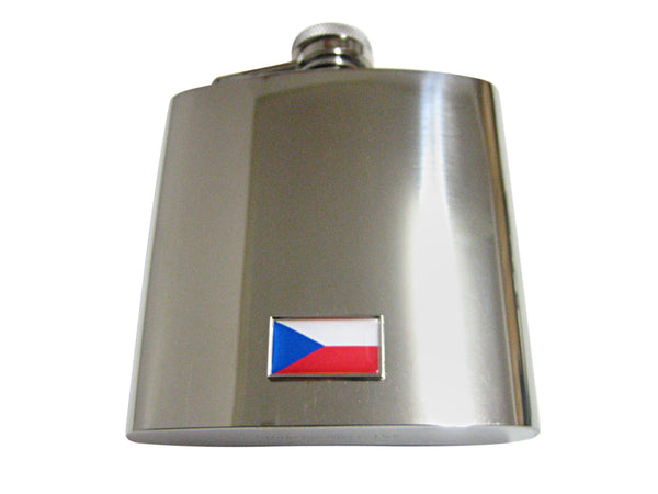 Thin Bordered Czech Republic Czechia Flag Pendant 6 Oz. Stainless Steel Flask