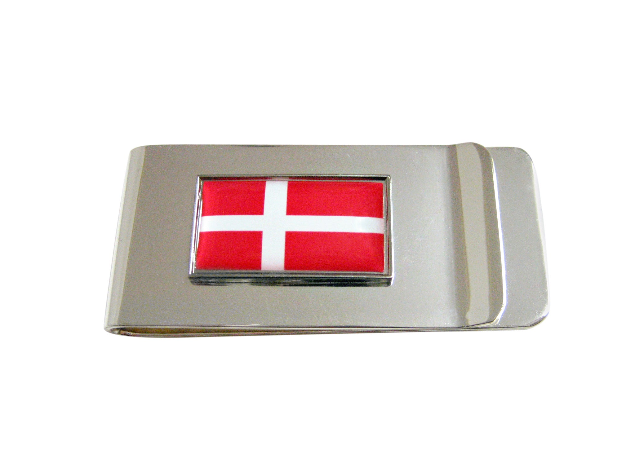 Thin Bordered Denmark Flag Pendant Money Clip