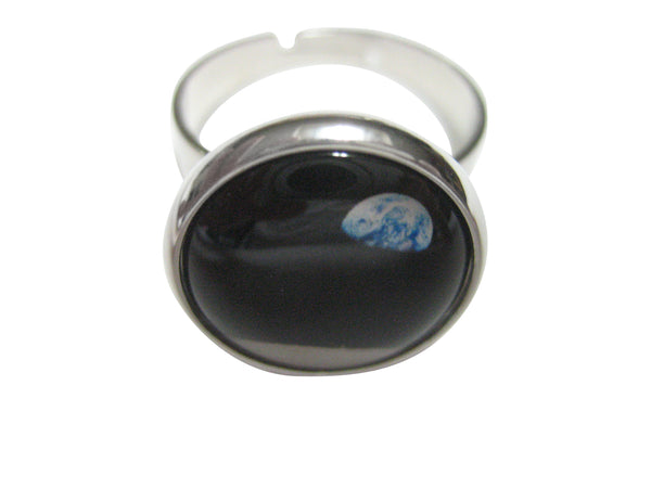 Thin Bordered Earths View From Moon Adjustable Size Fashion Ring