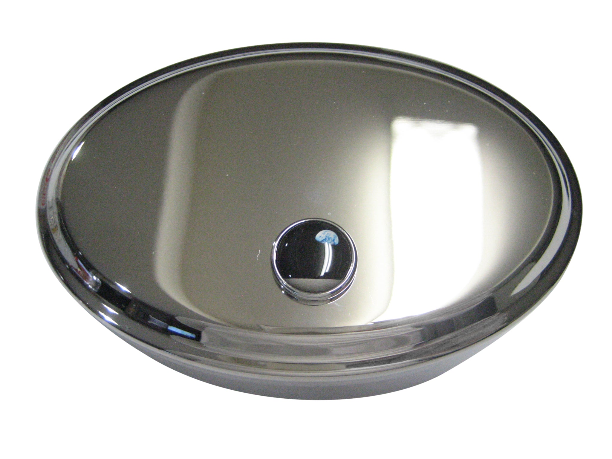 Thin Bordered Earths View From Moon Oval Trinket Jewelry Box